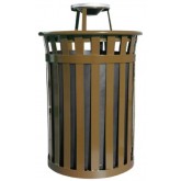 WITT Oakley Collection Outdoor Waste Receptacle with Ash Urn Top - 50 Gallon, Brown